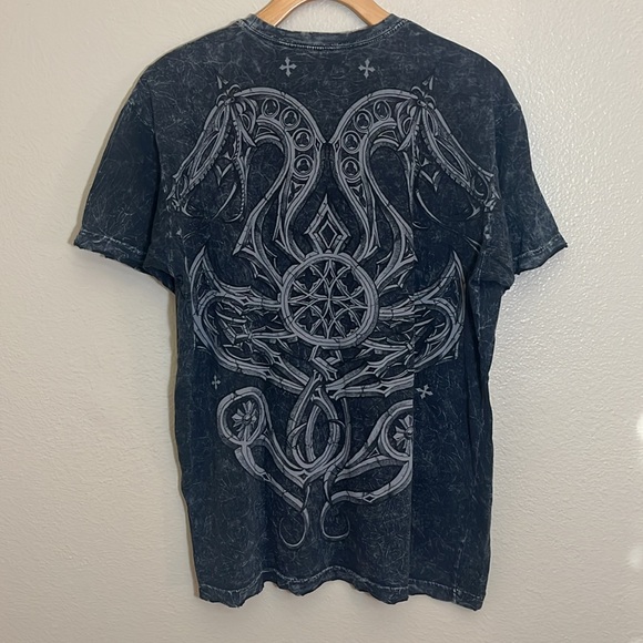 Affliction Live Fast Black Graphic Distressed Cotton Short Sleeve T-Shirt - Picture 6 of 8